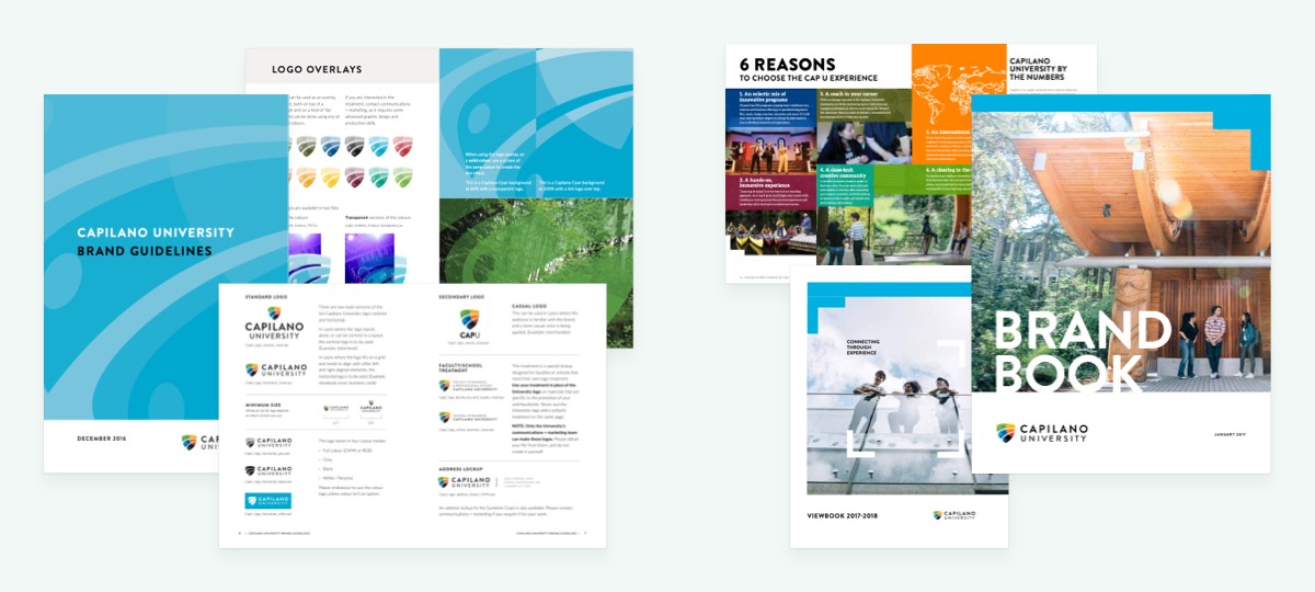 Example pages from Capilano University's brand guidelines