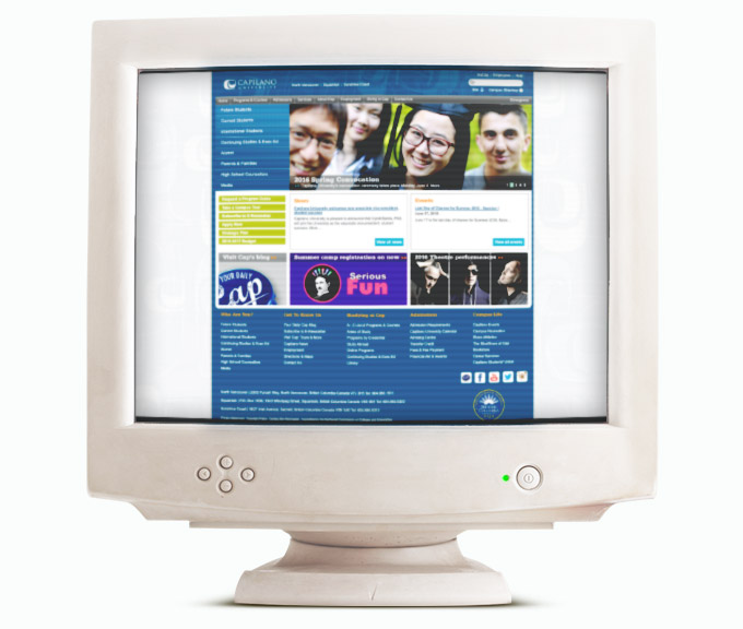 A screenshot of the old Capilano University website