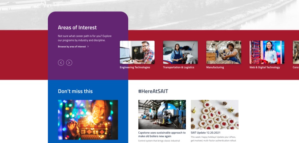A screenshot of the original SAIT areas of interest slider