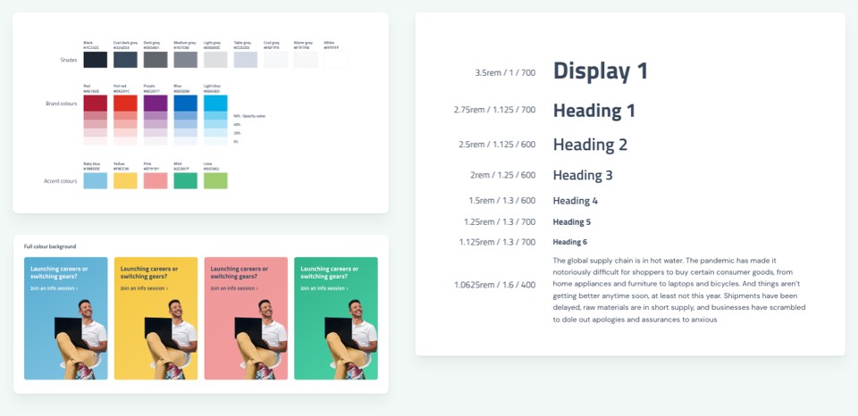 Example component designs for SAITs new website
