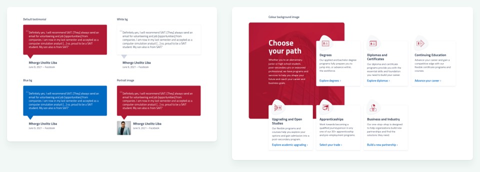 More example component designs for SAITs new website