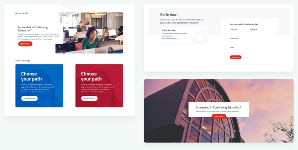 More example component designs for SAITs new website